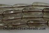 CTR85 15.5 inches 6*16mm faceted teardrop smoky quartz beads