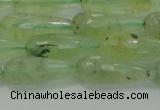 CTR93 15.5 inches 8*20mm faceted teardrop green rutilated quartz beads