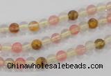 CTS01 15.5 inches 4mm round tigerskin glass beads wholesale