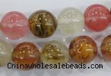 CTS06 15.5 inches 14mm round tigerskin glass beads wholesale