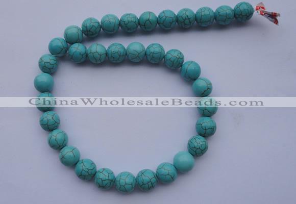 CTU06 15.5 inches 14mm round blue turquoise strand beads Wholesale