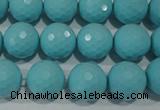 CTU1223 15.5 inches 10mm faceted round synthetic turquoise beads