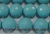 CTU1225 15.5 inches 14mm faceted round synthetic turquoise beads