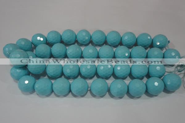 CTU1225 15.5 inches 14mm faceted round synthetic turquoise beads