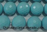 CTU1226 15.5 inches 16mm faceted round synthetic turquoise beads