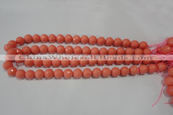 CTU1325 15.5 inches 12mm faceted round synthetic turquoise beads