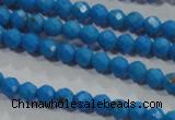 CTU1630 15.5 inches 4mm faceted round synthetic turquoise beads