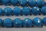 CTU1635 15.5 inches 14mm faceted round synthetic turquoise beads