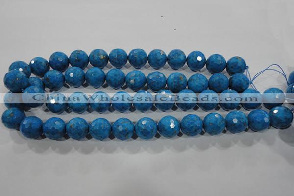 CTU1635 15.5 inches 14mm faceted round synthetic turquoise beads