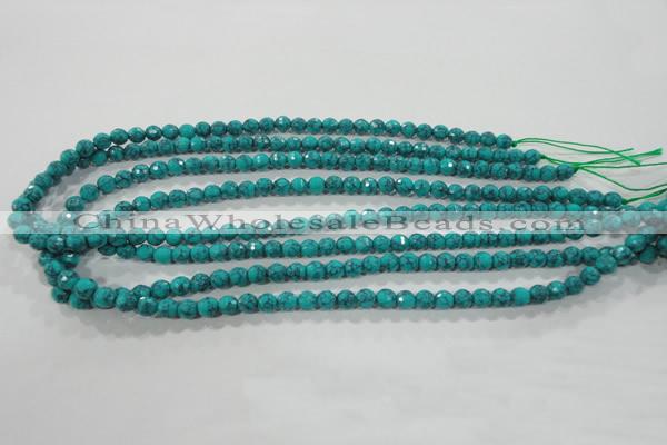 CTU1682 15.5 inches 6mm faceted round synthetic turquoise beads