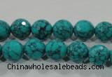 CTU1684 15.5 inches 10mm faceted round synthetic turquoise beads