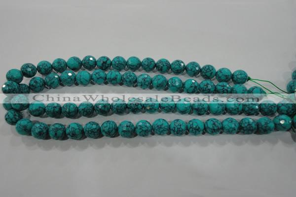 CTU1684 15.5 inches 10mm faceted round synthetic turquoise beads