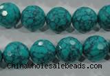 CTU1686 15.5 inches 14mm faceted round synthetic turquoise beads