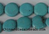 CTU1884 15.5 inches 16mm flat round imitation turquoise beads