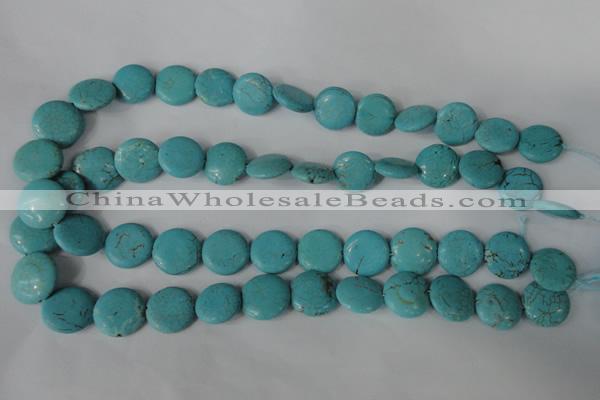 CTU1884 15.5 inches 16mm flat round imitation turquoise beads