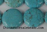 CTU1888 15.5 inches 25mm flat round imitation turquoise beads