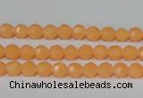 CTU2539 15.5 inches 4mm faceted round synthetic turquoise beads