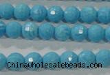 CTU2591 15.5 inches 6mm faceted round synthetic turquoise beads