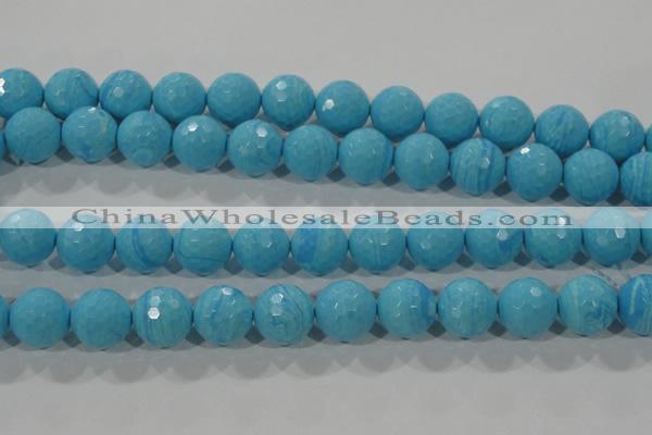 CTU2594 15.5 inches 12mm faceted round synthetic turquoise beads