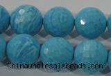 CTU2595 15.5 inches 14mm faceted round synthetic turquoise beads