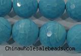 CTU2597 15.5 inches 18mm faceted round synthetic turquoise beads