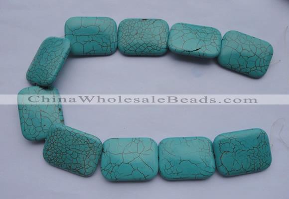 CTU26 15.5 inches 30*40mm rectangle blue turquoise beads Wholesale