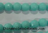 CTU2780 15.5 inches 4mm faceted round synthetic turquoise beads