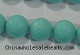 CTU2784 15.5 inches 12mm faceted round synthetic turquoise beads