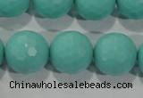 CTU2785 15.5 inches 14mm faceted round synthetic turquoise beads