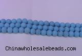 CTU2850 15.5 inches 4mm round matte turquoise beads