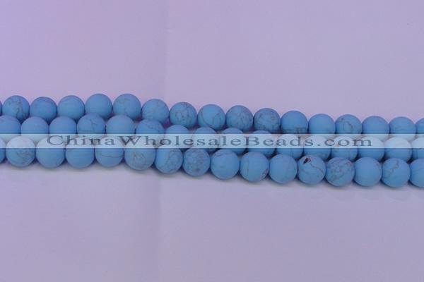 CTU2850 15.5 inches 4mm round matte turquoise beads