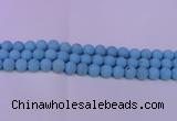 CTU2851 15.5 inches 6mm round matte turquoise beads