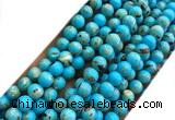 CTU3141 15 inches 4mm round gold vein howlite turquoise beads