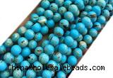 CTU3142 15 inches 6mm round gold vein howlite turquoise beads