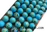 CTU3145 15 inches 12mm round gold vein howlite turquoise beads