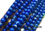 CTU3153 15 inches 4mm round gold vein howlite turquoise beads