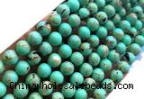 CTU3160 15 inches 4mm round gold vein howlite turquoise beads