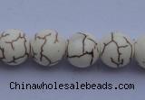 CTU36 15.5 inches 14mm round white turquoise strand beads Wholesale