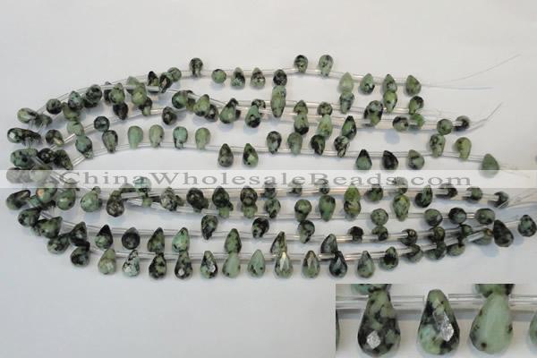 CTU488 Top-drilled 7*10mm faceted teardrop African turquoise beads