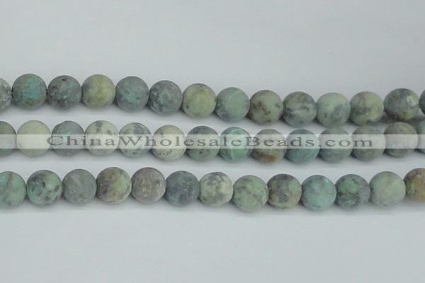 CTU566 15.5 inches 12mm round matte african turquoise beads