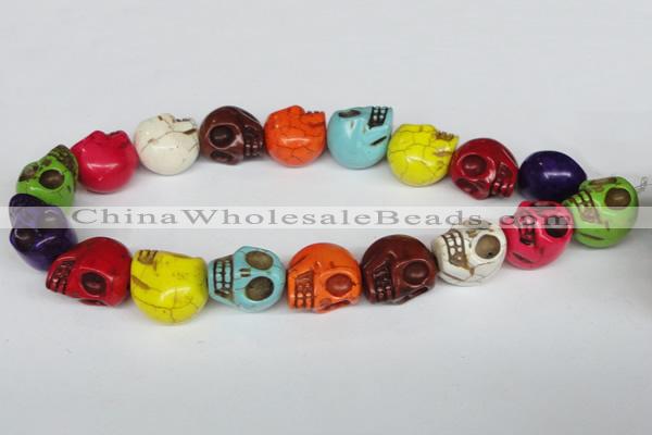 CTU713 15.5 inches 18*20*22mm skull dyed turquoise beads wholesale