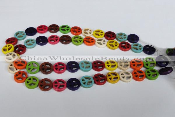 CTU721 15.5 inches 15mm coin dyed turquoise beads wholesale