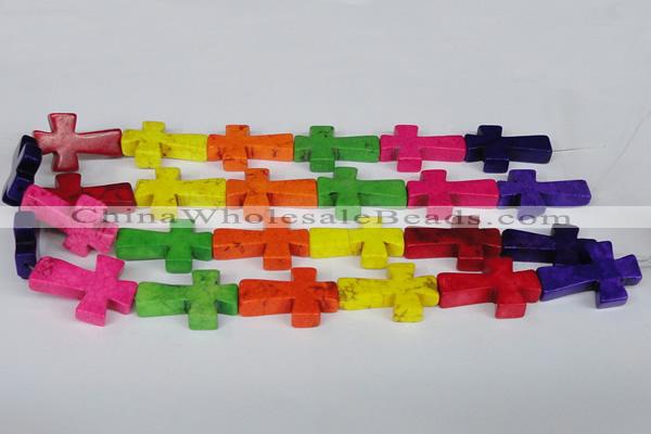 CTU735 15.5 inches 20*30mm cross dyed turquoise beads wholesale