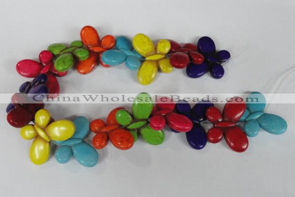 CTU739 15.5 inches 25*35mm butterfly dyed turquoise beads wholesale