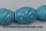 CTU886 15.5 inches 20*26mm carved rice dyed turquoise beads