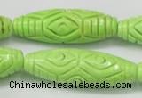 CTU892 15.5 inches 15*45mm carved rice dyed turquoise beads