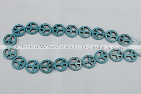 CTU899 15.5 inches 15mm coin dyed turquoise beads wholesale