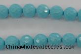 CTU913 15.5 inches 10mm faceted round synthetic turquoise beads