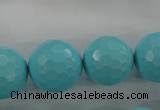 CTU915 15.5 inches 14mm faceted round synthetic turquoise beads