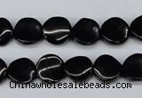 CTW03 15.5 inches 12mm twisted coin black agate beads wholesale